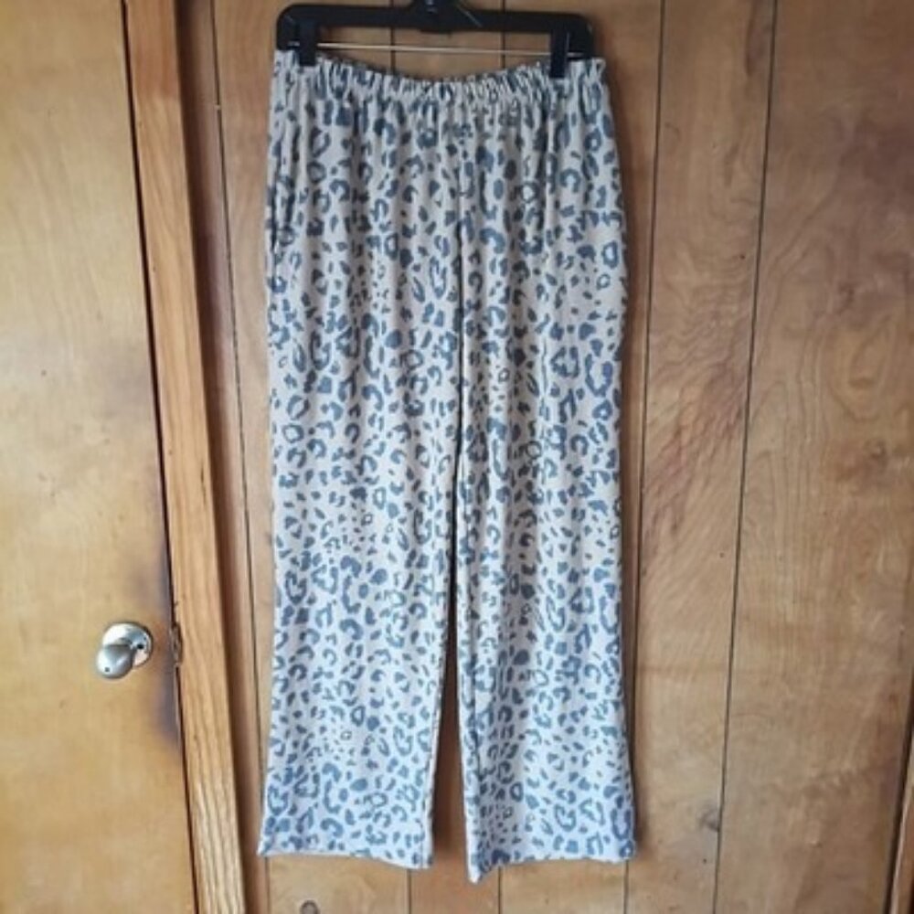 Discount Divas Leopard Print Lounge Pants Size Large Elastic Waist Comfy Animal